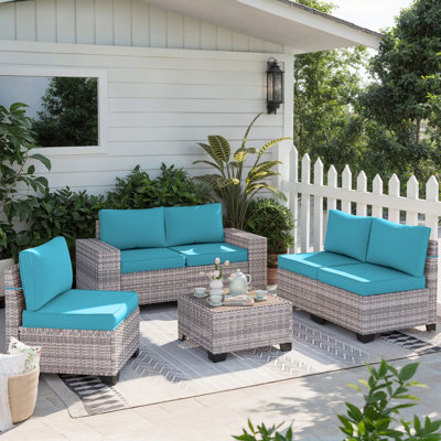 Ensemble de canapé modulaire d'extérieur en osier 6 pièces Muphyer