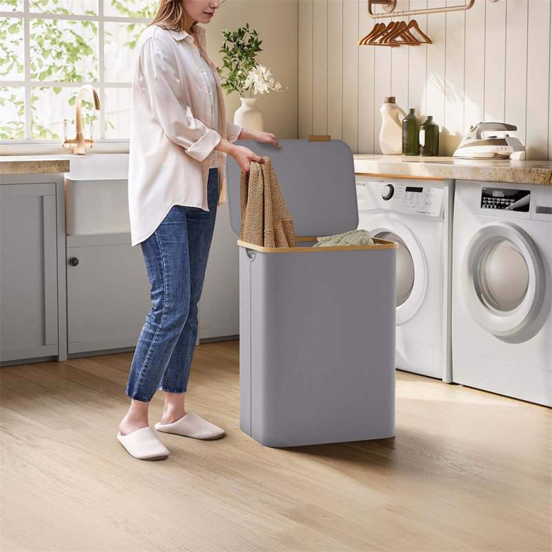 Bhargava Fabric and Cardboard / Paper Laundry Hamper, 70 x 52 x 38, Grey
