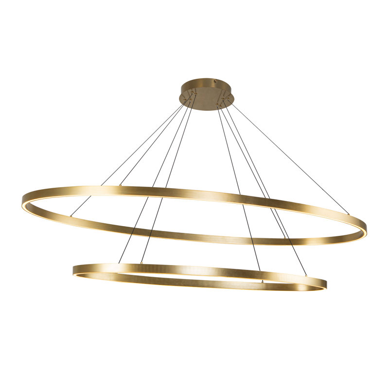 Ovale 2 - Light LED Chandelier, Brushed Gold
