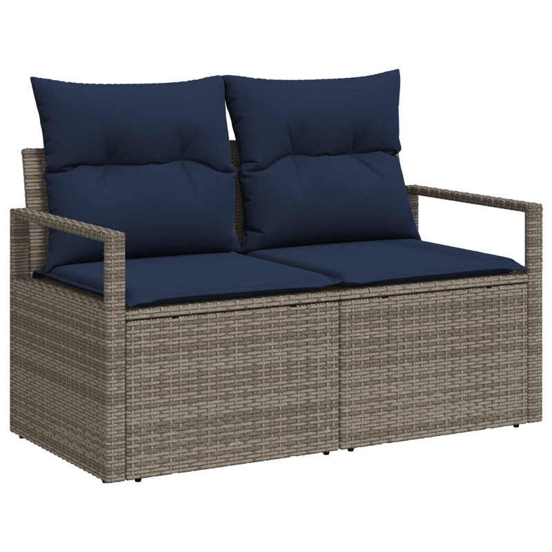 Ensemble de canapé vidaXL avec coussin avec rangement en rotin de polyester gris, Gris
