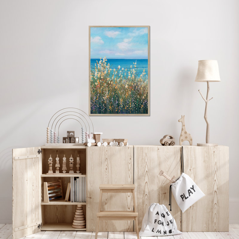 Flowers at the Coast II by Timothy O' Toole - Wrapped Canvas Painting, 95cm H x 65cm W, Natural Wood Framed Paper Print