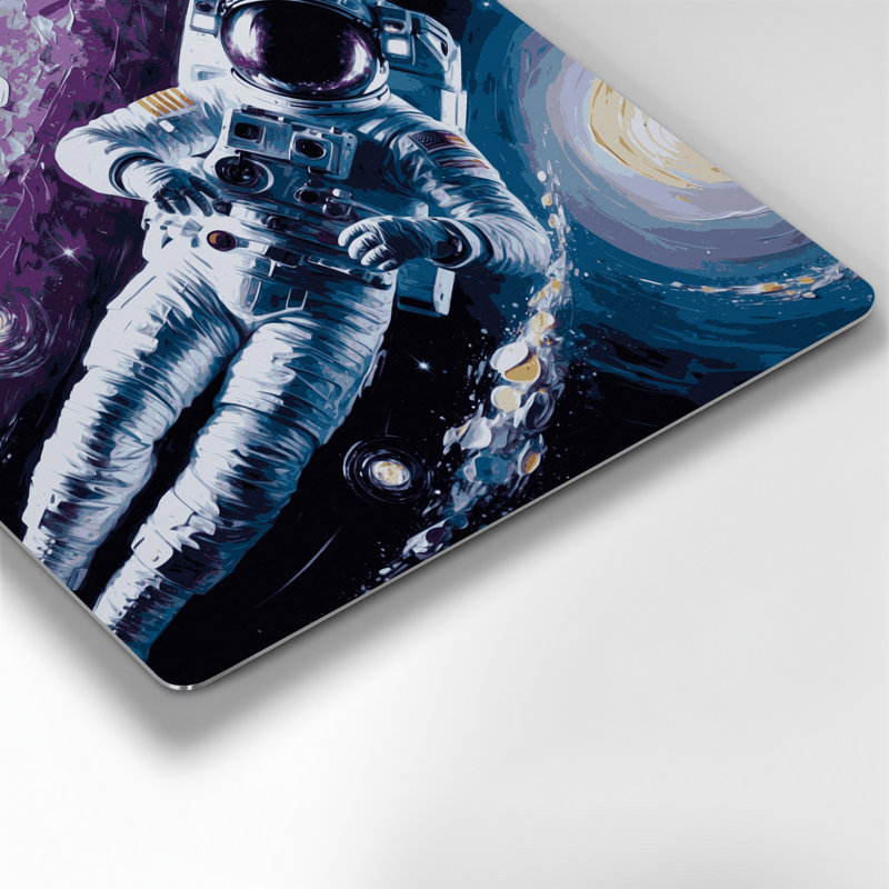 Astronaute de l'espace flottant dans l'espace gris, art mural en métal, H 8 po x l 8 po