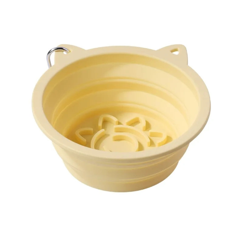 Bol pour animaux 3-en-1 pliable en silicone, Jaune