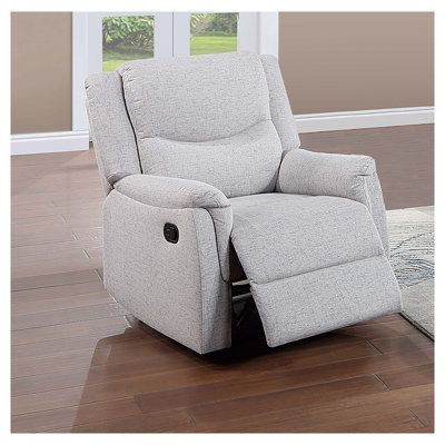 Fauteuil inclinable manuel en toile de jute blanc cassé avec dossier divisé et accoudoirs évasés pour salon