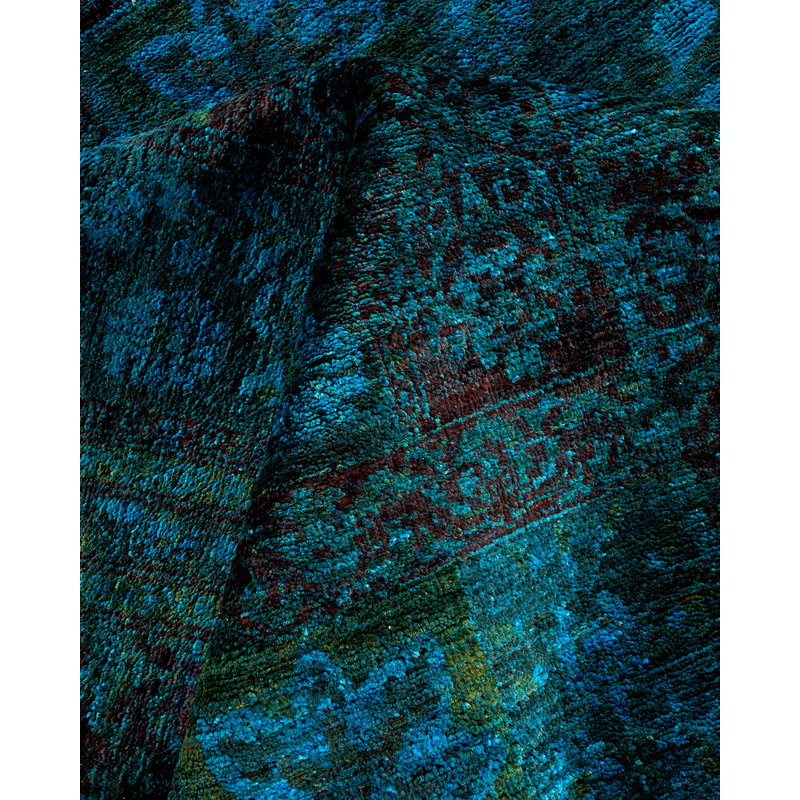 Tapis unique bleu, vert et noir de 10 pi 2 po x 16 pi 3 po Cadence