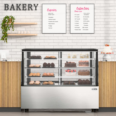 Vitrine réfrigérée de 71 po pour gâteaux, cadre en acier inoxydable, 30 pi³ pi. RBD30C.