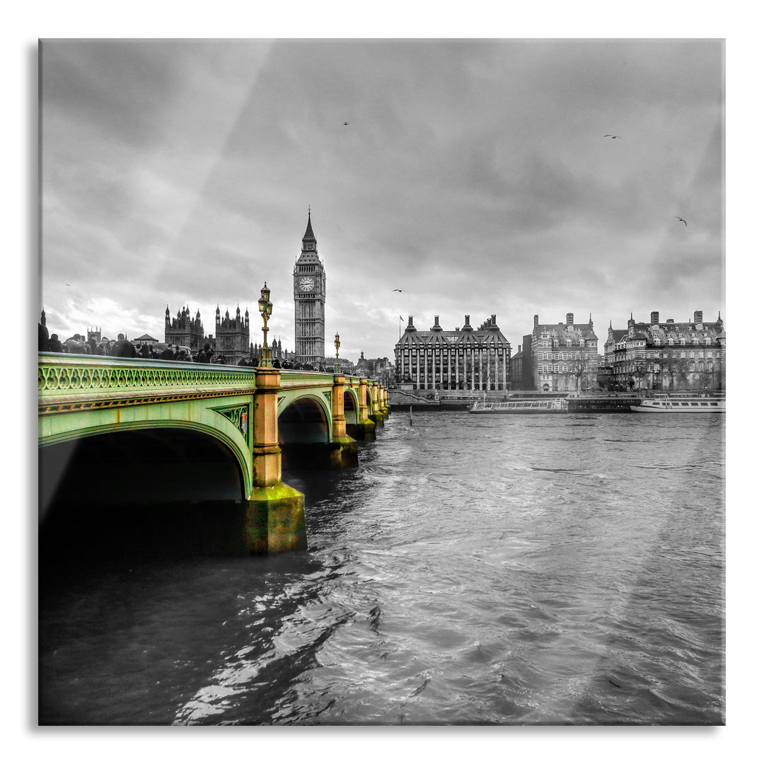 Glasbild London mit Themse und Big Ben