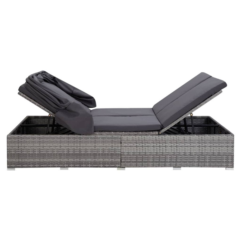 Lit de jour rectangulaire avec coussins 79,5 po Lowall, Gris foncé, gris