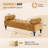 Modern Bedroom Bench,Bench For End Of Bed,Velvet Upholstered Bench With 2 Detachable Pillows,Comfy Upholstered Footstool,Ottoman For Bedroom,Living Room, Entryway,Yellow