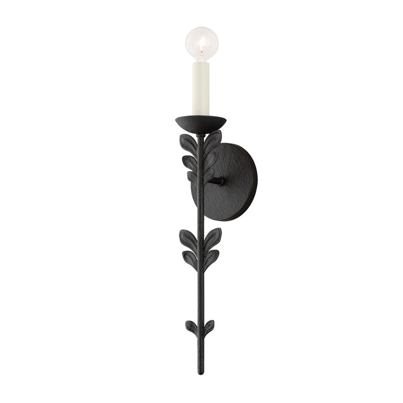 Florian 1 Light Wall Sconce, Black Iron
