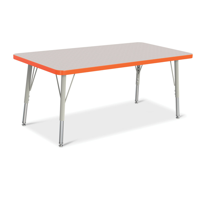 Table rectangulaire Berries, Jambe standard élémentaire 15" - 24", Gris avec orange, 24 po x 48 po