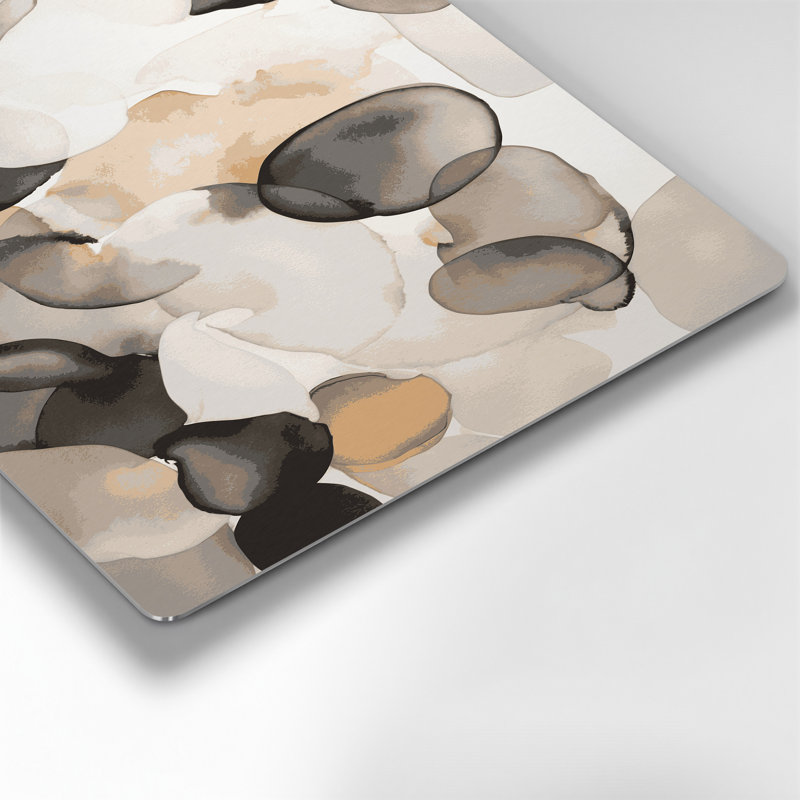 Abstrait aquarelle 43, art mural en métal beige