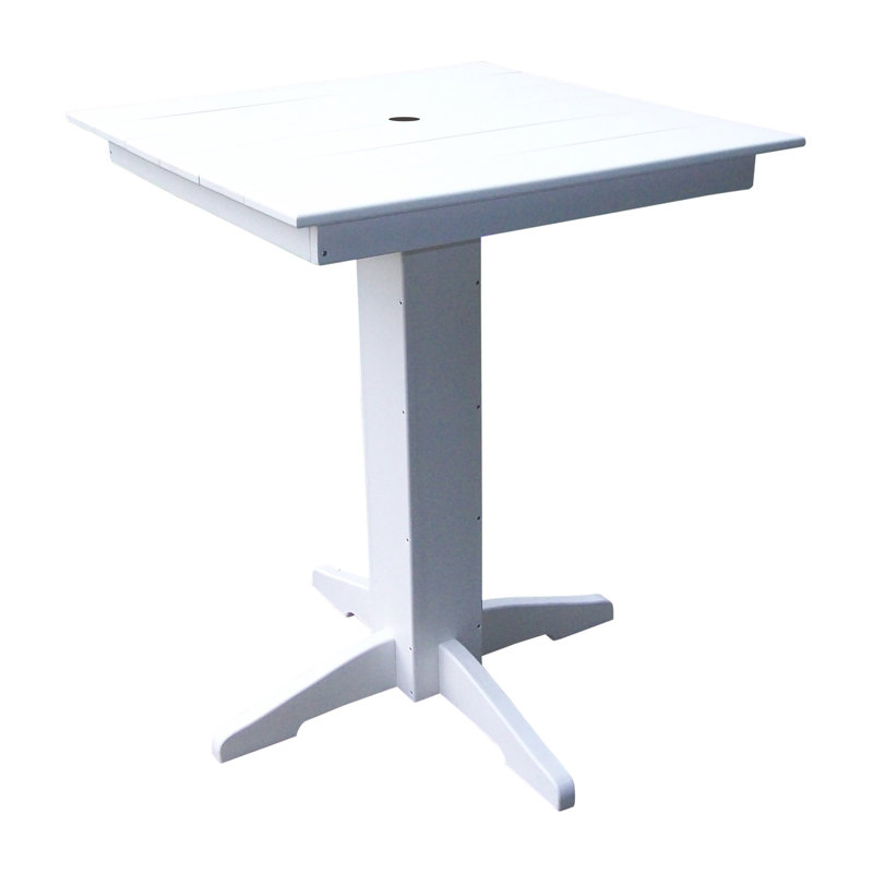 Neville Square Outdoor Bar Table With Umbrella Hole , in. W in. D, White, 44" W x 44" L x 42" H