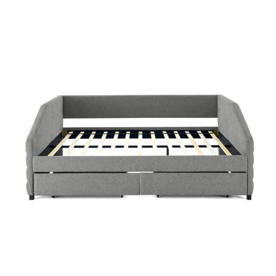Armie Upholstered Daybed,with Two Drawers Trundle Upholstered Tufted Sofa Bed,Guest Bed by Wildon Home