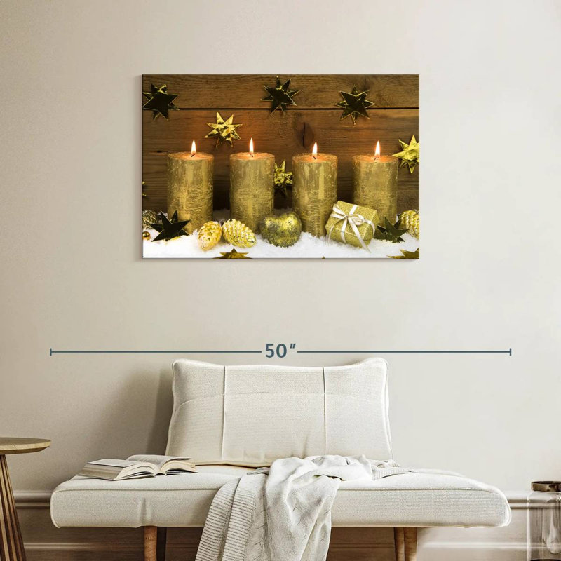 Bougies de Noël dorées, H 24 po x l 36 po