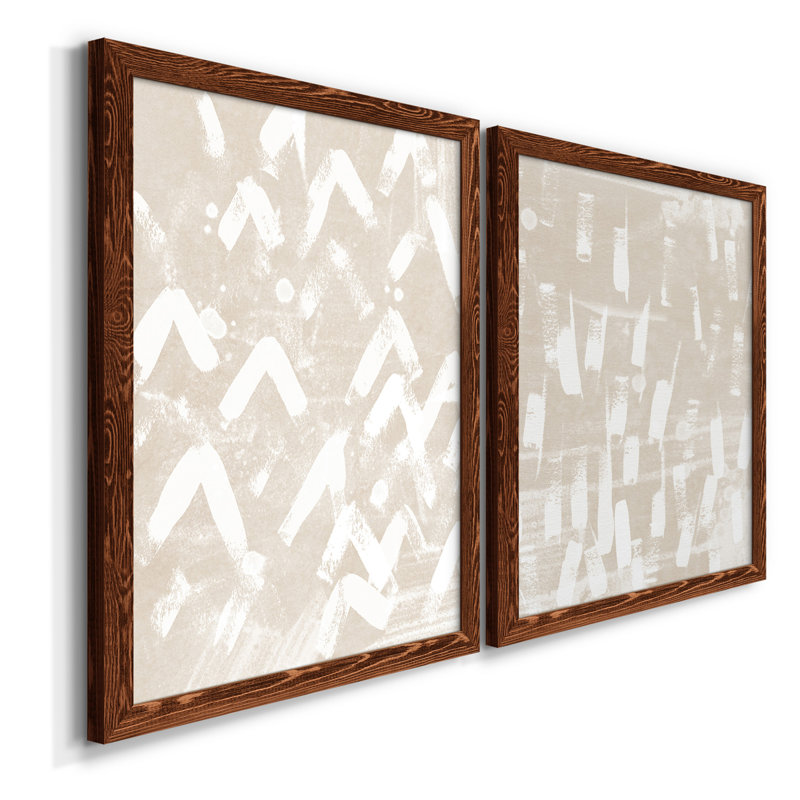 Earth Gravure III - ensemble de 2 peintures sur toile encadrées, Encadré de bois de noyer, H 24 po x l 36 po x P 1,5 po