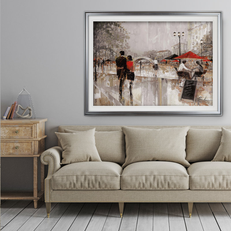 Reproduction sur toile « Charm » Arianie, Impression encadrée avec passe-partout, H 31 po x l 43 po, Argent