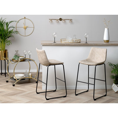 Mateyka Upholstered Counter Stool with Metal Frame