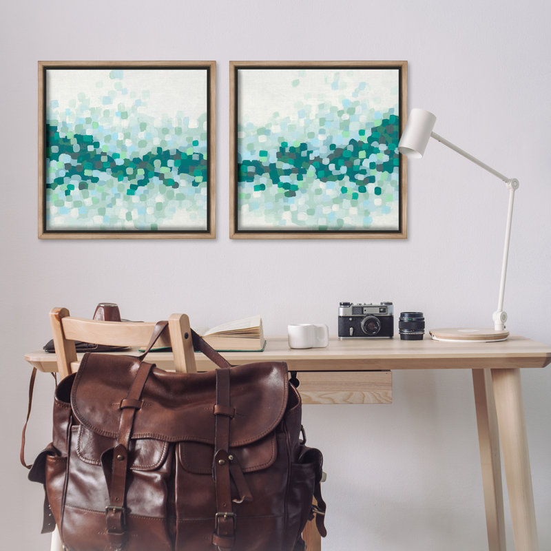 «Abstract Speckled Horizon» par June Erica Vess, 2 pièces sur toile, Cadre flottant orme Montalcino, H 25 po x l 25 po