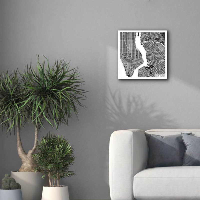 "Epic Graffiti" New York Map Black "par Laura Marshall, art mural sur toile, H 18 po x l 18 po x P 0,75 po