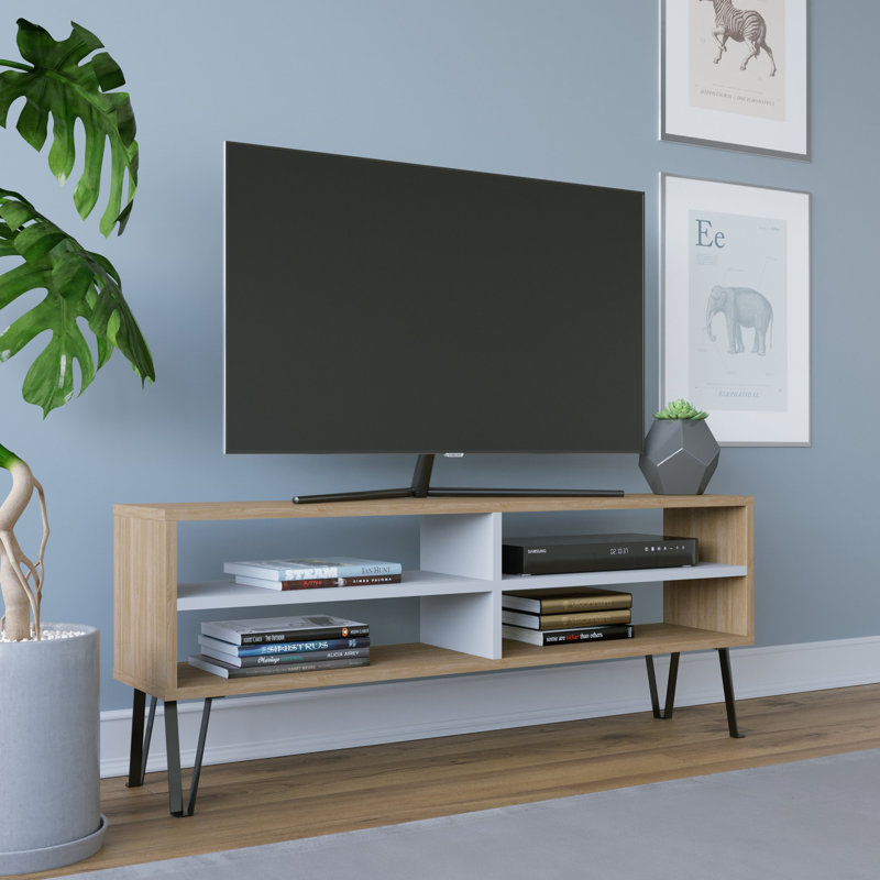 Meuble télé pour téléviseur de 50 po ou moins Chayzen, Chêne / blanc