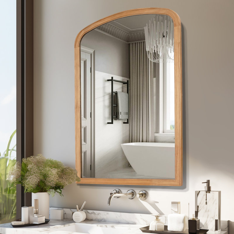 Chadwood Solid Wood Arch Mirror, 30'' x 20'', Natural Wood