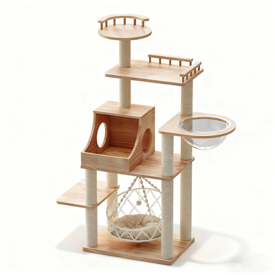 62.99 inches "Natural Color Standard Solid Wood Cat Climbing Frame"