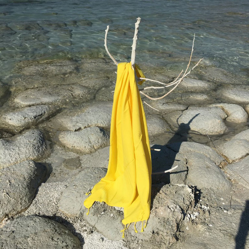 Premium 100% Cotton Fouta Beach Towel, Yellow, 37.4 x 68.9 inches | High Water Absorbent, Soft & Lightweight (6.1 oz/sq yd) | Machine Washable at 86-104°F | Perfect for Beach, Pool, and Spa Use