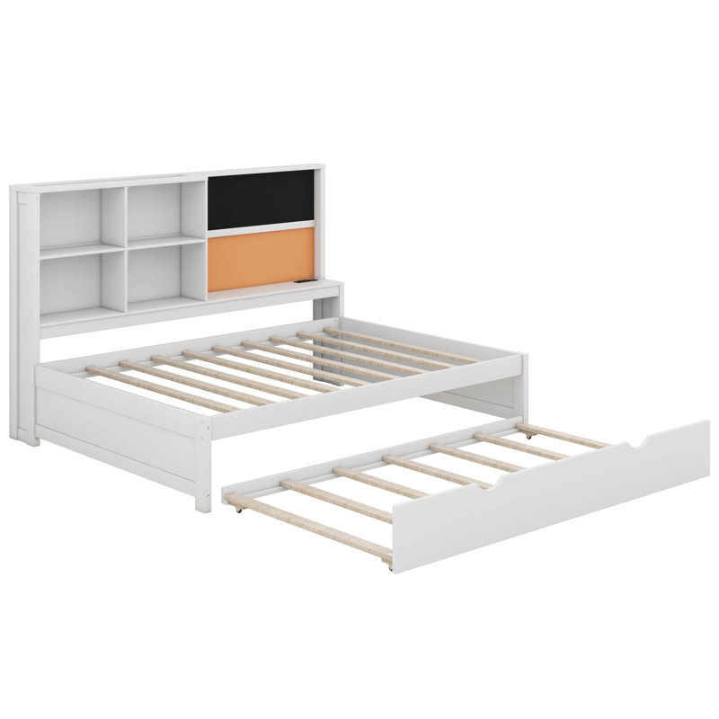 Daybed with Storage Shelves, Full, Light Gray