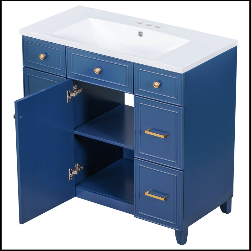 Meuble-lavabo simple avec plateau 18,00 Sandar, Bleu marine