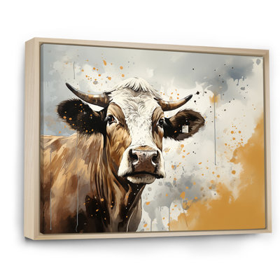 Cow Portrait In Sepia Tones - Cow Framed Canvas Print