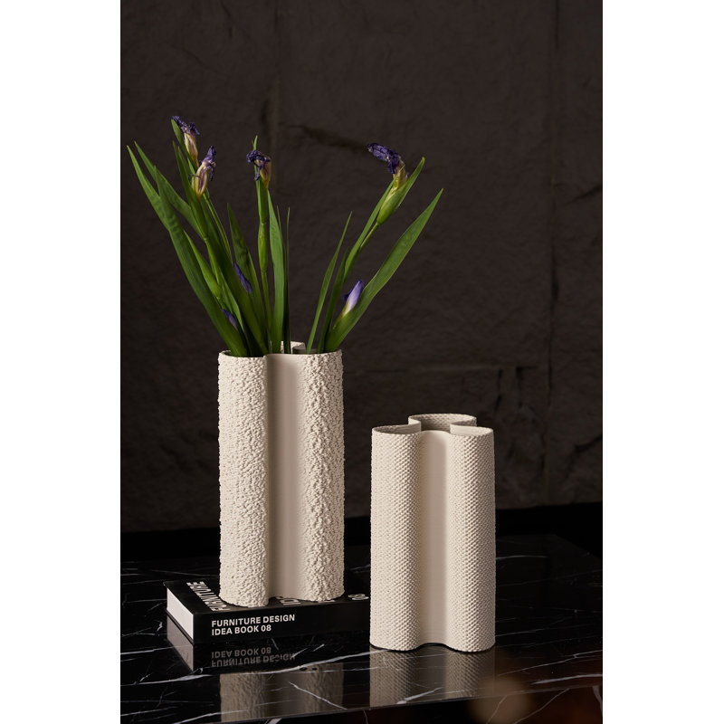 Vase en céramique imprimé blanc Dia 7 "