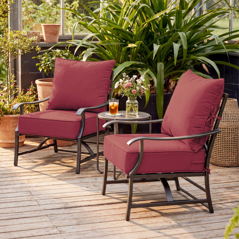 24"W X 24"D Outdoor Deep Seating Cushions 6.5” Indoor/Outdoor Seat And Back Cushion, Cushions Only, Fuchsia Red