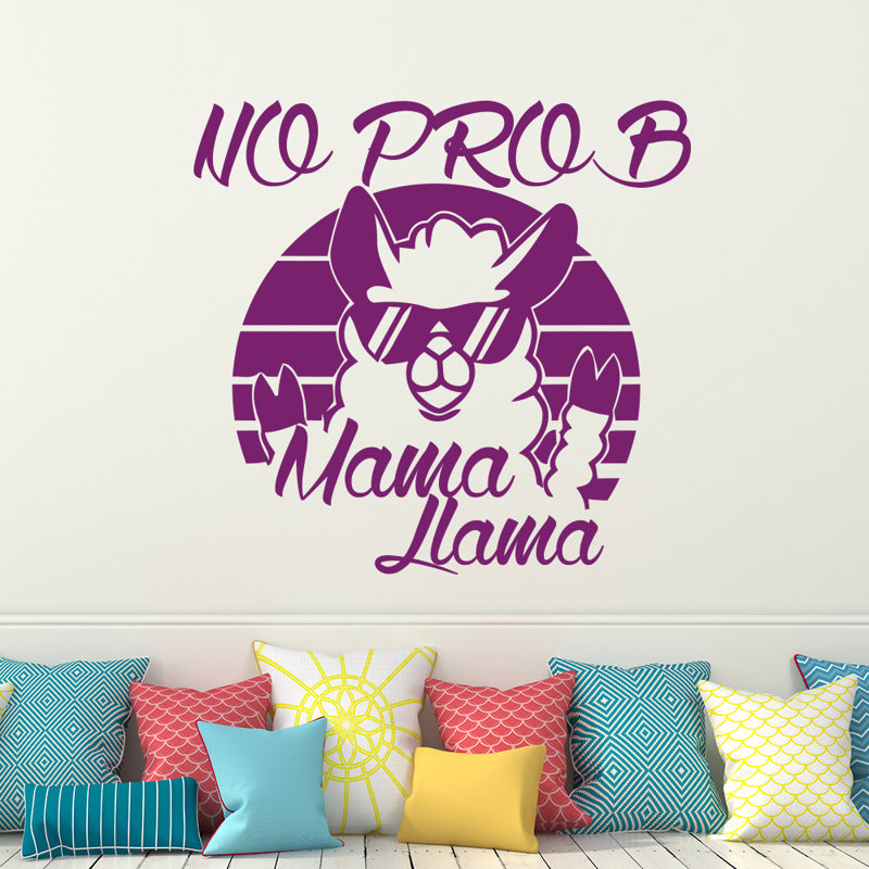 Décalcomanie murale "no prob maman llama", Violet