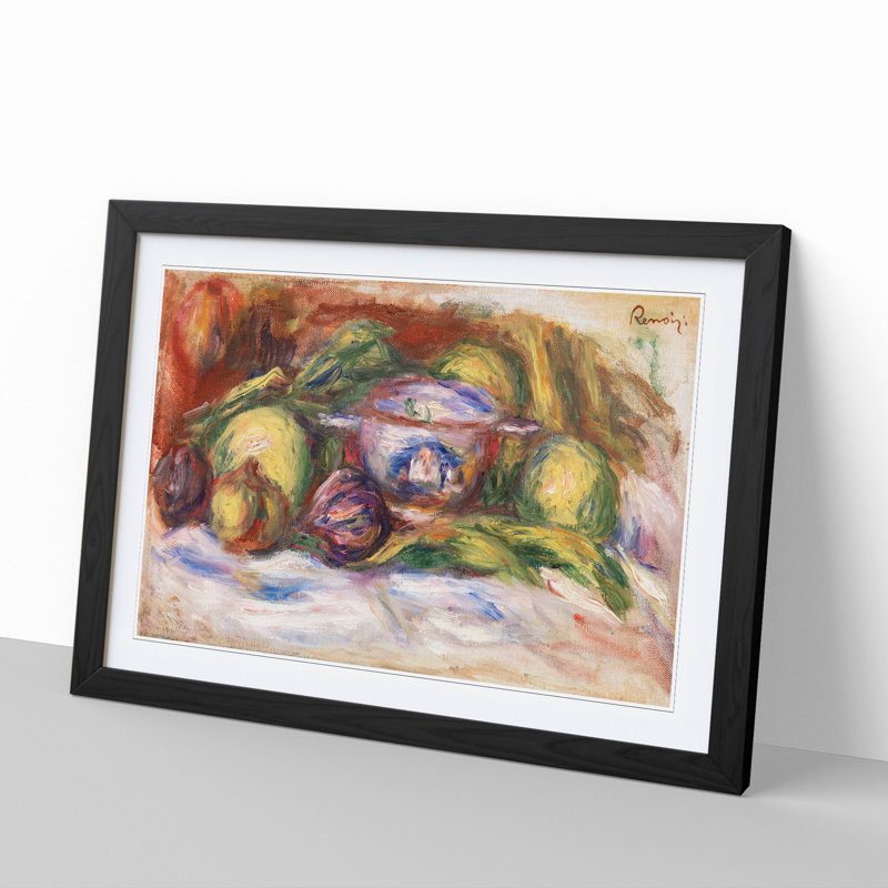 Figs and Apples by Pierre-Auguste Renoir - Picture Frame Painting, 36cm H x 48cm W x 2cm D, Black Framed