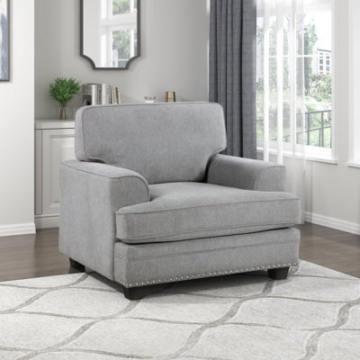 Chaise d'appoint moderne et contemporaine en tissu velours côtelé de 41,5 po Marzbed, pieds en bois massif, ressorts en mousse