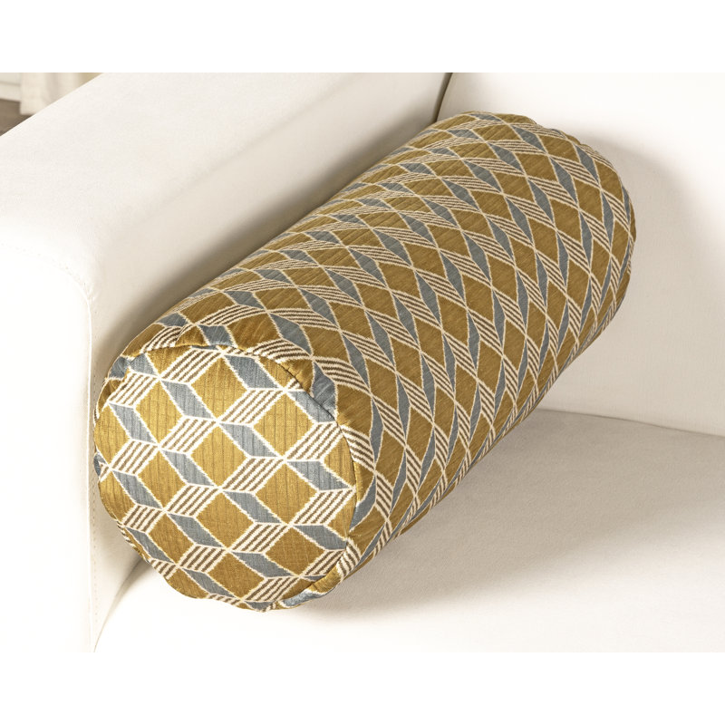 Coussin décoratif flottant Cubes, Brun géométrique 2, Traversin H 8 po x l 21 po