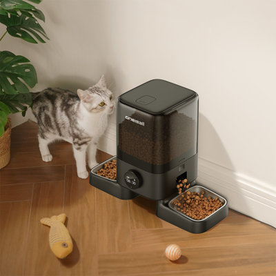 Oneisall PF-09 Automatic Cat Feeders For 2 Cats, 20 Cups/5L/169oz Timed Pet Food Dispenser For Small Pets Indoor, 0.7inch Kibble，Programmable 1-6 Meals, Freshness Preservation,Backup Power