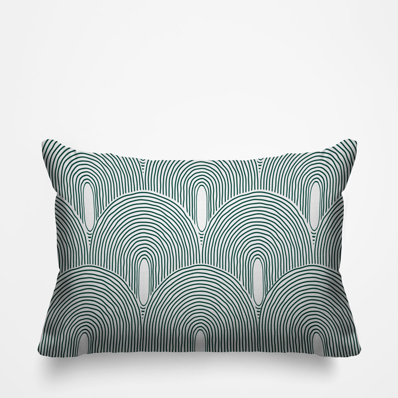 Coussin intérieur / extérieur Limpo Minimalist Mid-Century, 14 po x 20 po, Émeraude, Rectangulaire