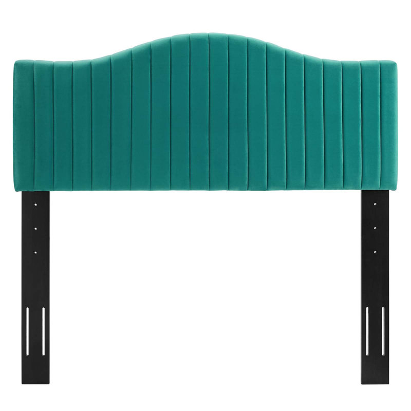 Brielle Channel Tufted Performance Velvet Headboard, King, Green