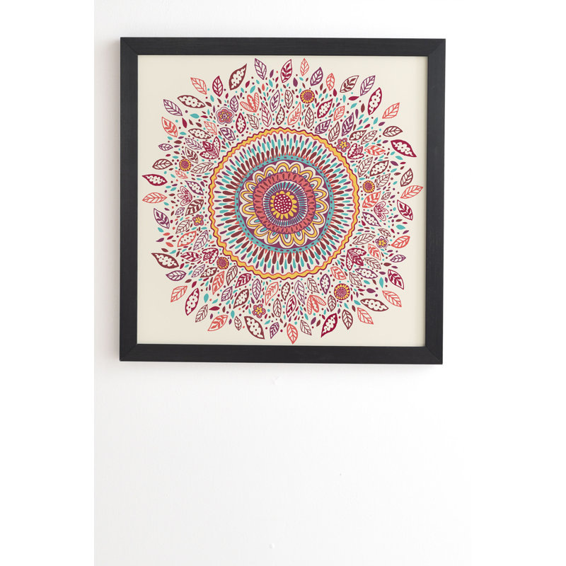 «Sunflower Mandala», impression, H 20 po x l 20 po x P 2 po, Armature en bambou, Pas de tapis