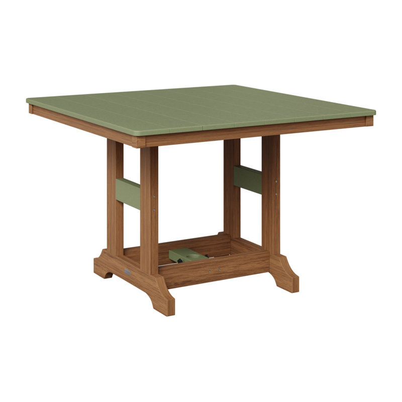 Garden Classic Outdoor Square Bar Table, Antique Mahogany, Sage