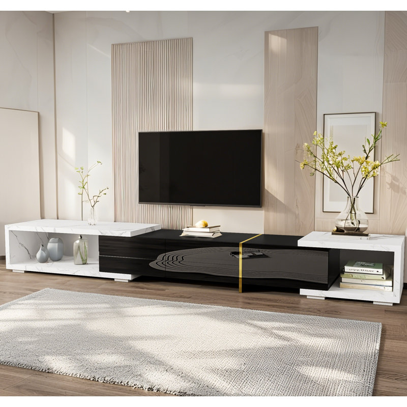 Adjustable Rotatable TV Stand 55.1-102", Black/White