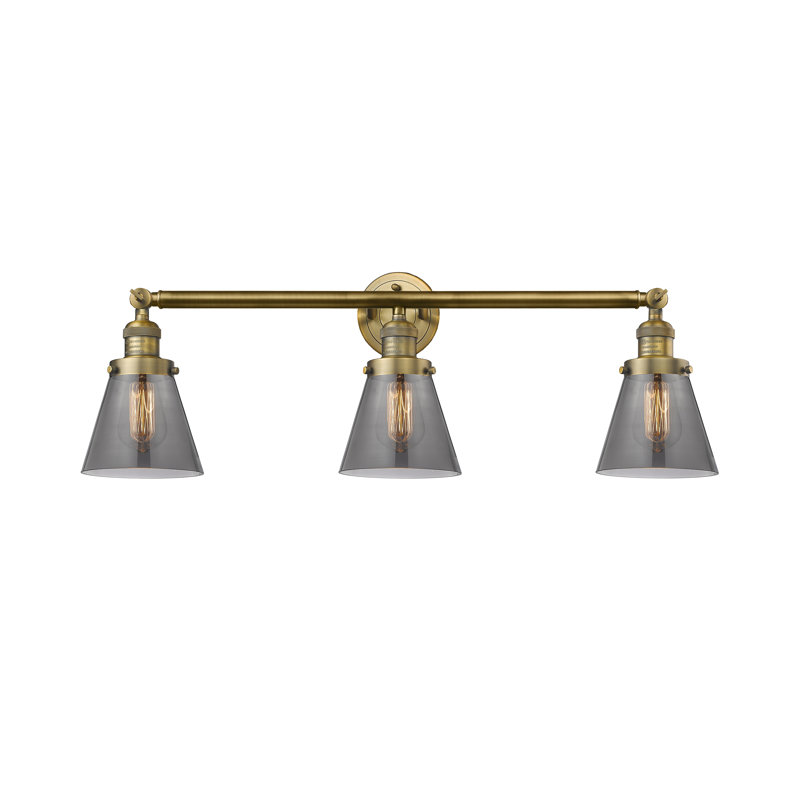 Andrews 3 - Light Dimmable Vanity Light, Smoked, Satin Gold, 6 Watt Vinage LED Bulb
