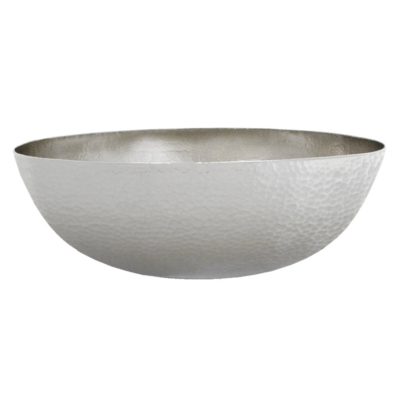 Maestro Hand Hammered Oval Vessel Bathroom Sink, Brushed Nickel