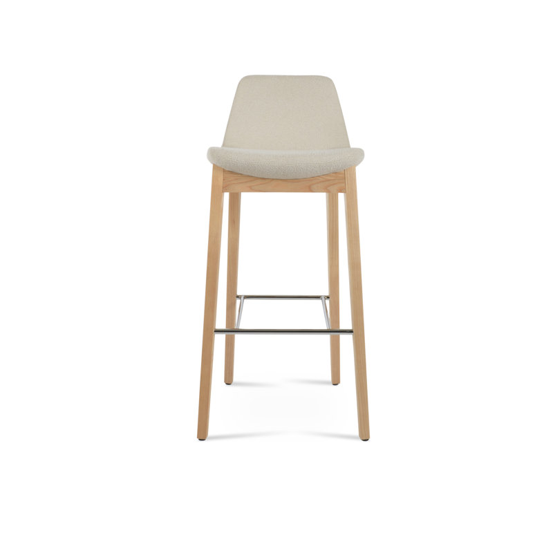 Pera Wood Handle Back Counter & Bar Stool in Natural Ash, Bar Tool (29" Seat Height), Turquoise