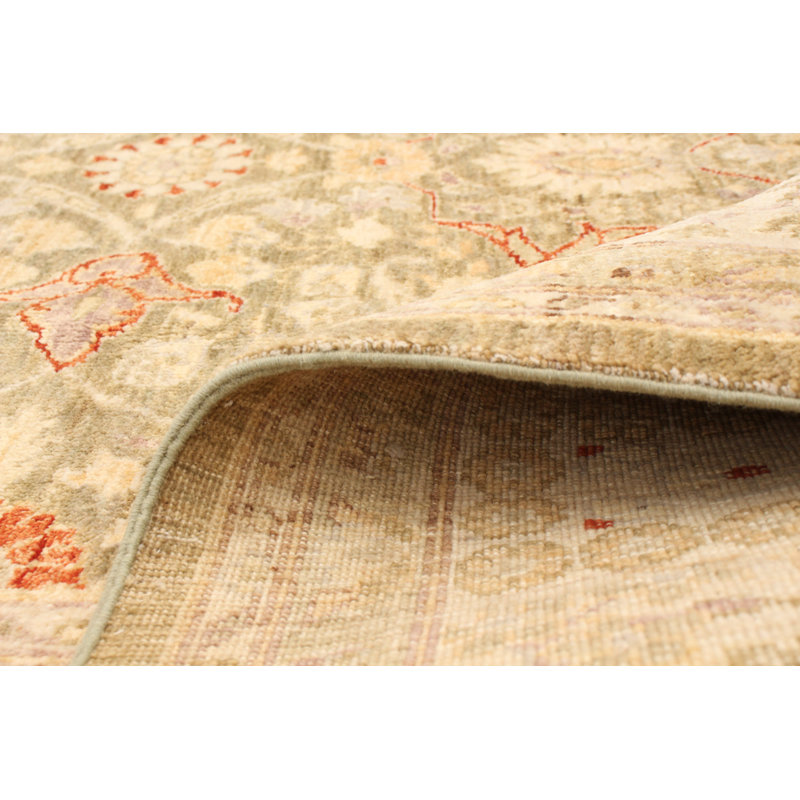 Tapis décoratif en laine de conception unique noué à la main new age oushak ivoire/olive 9 pi x 12 pi 4 po
