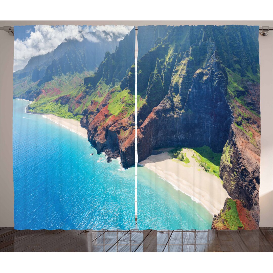 Rustikaler Vorhang, Na Pali Coast-Insel, Hawaii, Grün braun Braun Blau