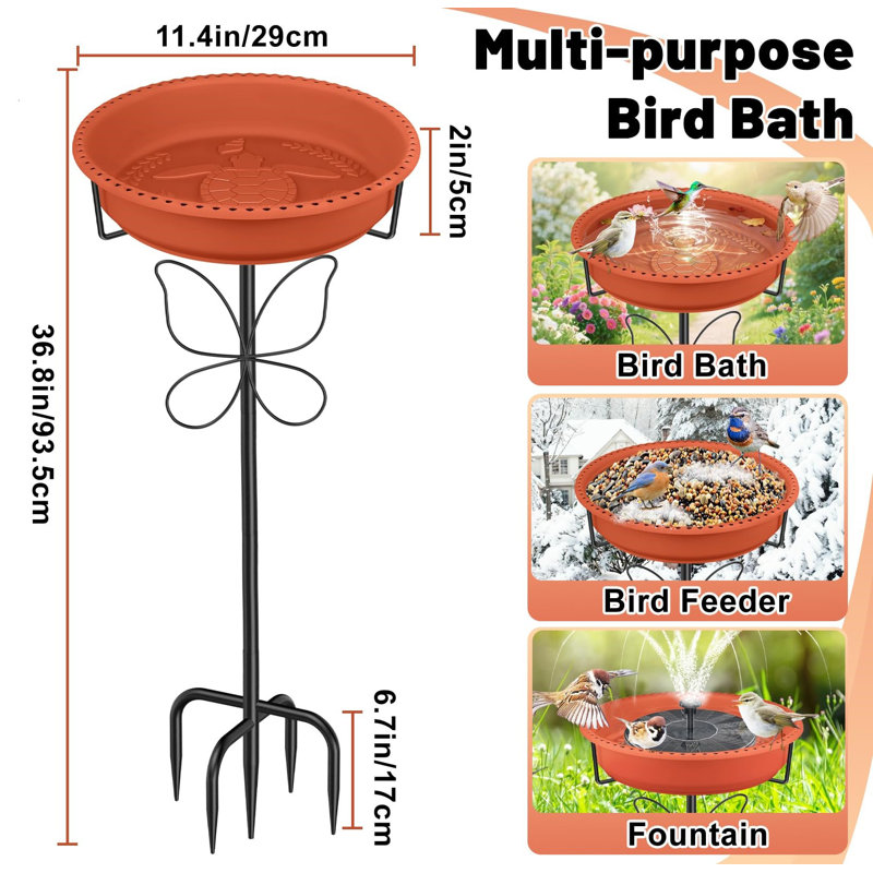 Metal Birdbath, Brown