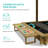 45" Kids Wooden Sandbox with Adjustable Canopy, Outdoor Sand Play Station with 4 Built-in Seats, 2 Side Storage Buckets and Bottom Net
